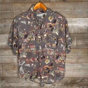 Balistik Wear Vintage Men's Short Sleeve Button-Up Shirt - Gray Multi